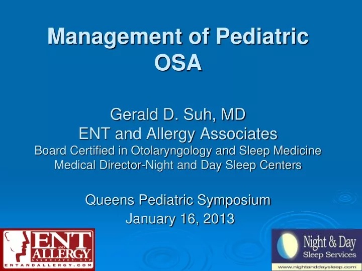 management of pediatric osa gerald