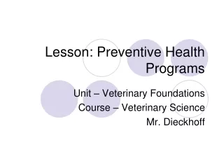 Lesson: Preventive Health Programs
