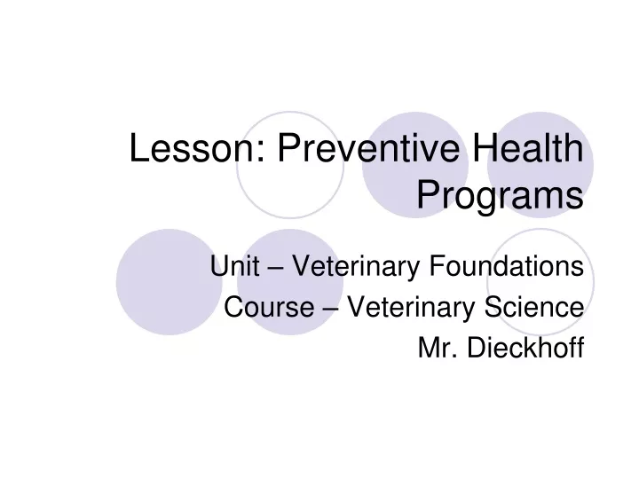 lesson preventive health programs