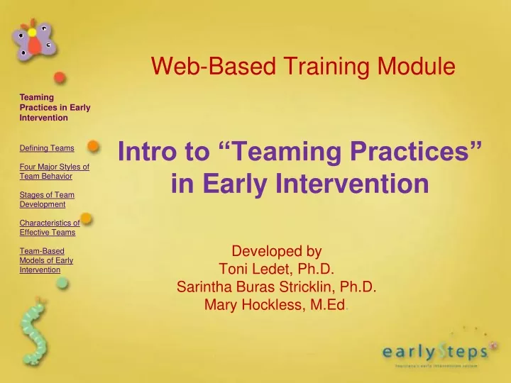 web based training module intro to teaming practices in early intervention