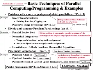 Basic Techniques of Parallel     Computing/Programming &amp; Examples