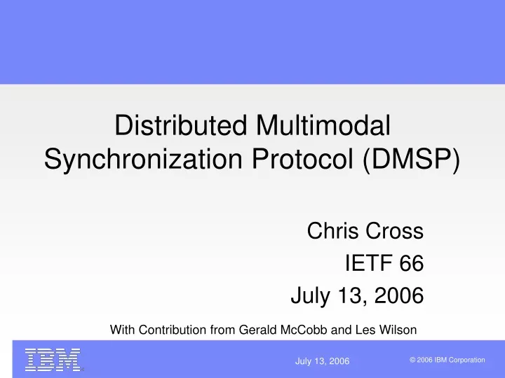 distributed multimodal synchronization protocol dmsp
