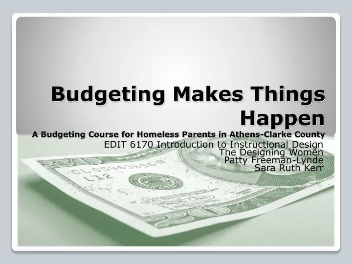 budgeting makes things happen a budgeting course for homeless parents in athens clarke county