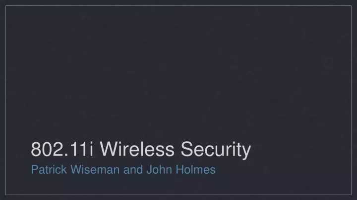 802 11i wireless security