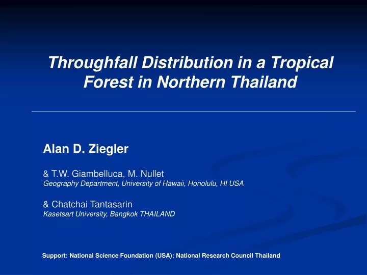 throughfall distribution in a tropical forest