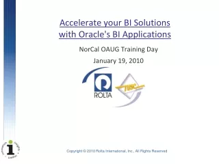 Accelerate your BI Solutions  with Oracle's BI Applications