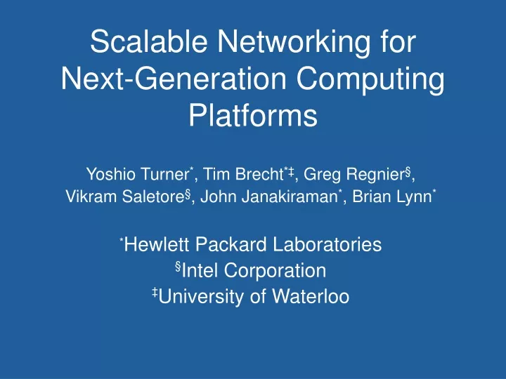 scalable networking for next generation computing platforms