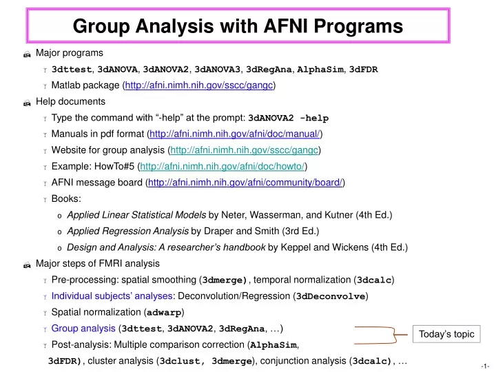 group analysis with afni programs