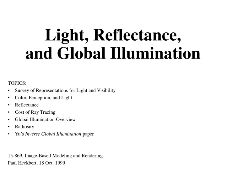 light reflectance and global illumination