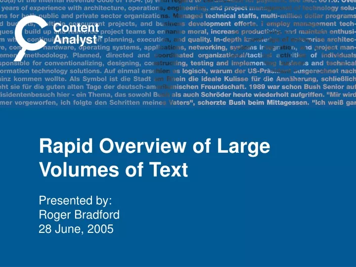 rapid overview of large volumes of text