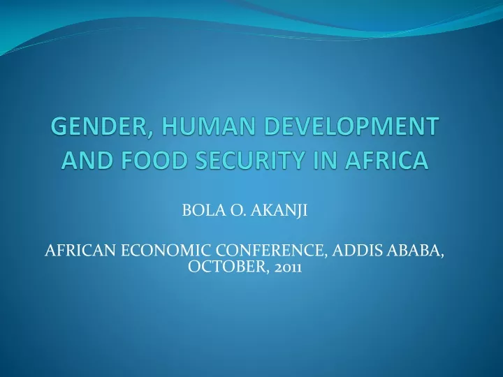 gender human development and food security in africa