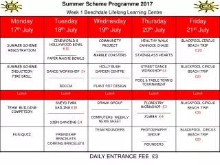 Summer Scheme Programme 2017