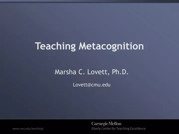 teaching metacognition