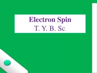 Electron Spin T. Y. B. Sc .