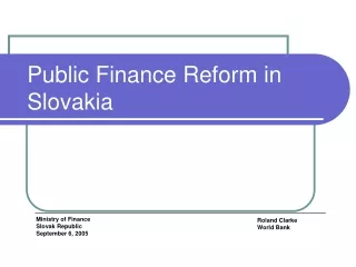 Public Finance Reform in Slovakia