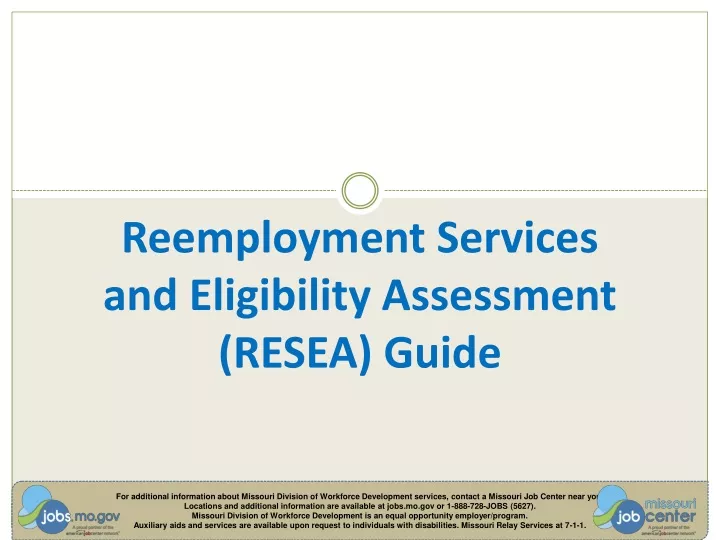 reemployment services and eligibility assessment resea guide