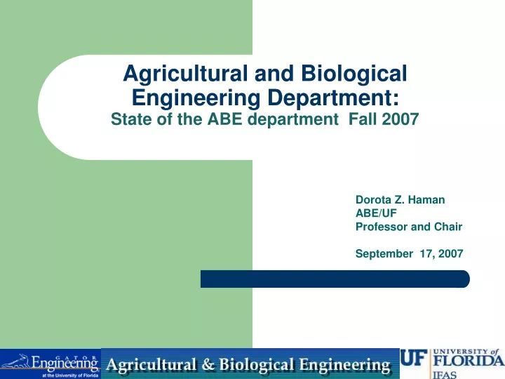 agricultural and biological engineering department state of the abe department fall 2007