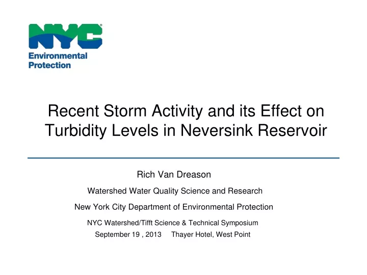 recent storm activity and its effect on turbidity