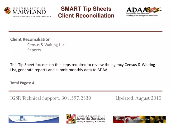 smart tip sheets client reconciliation