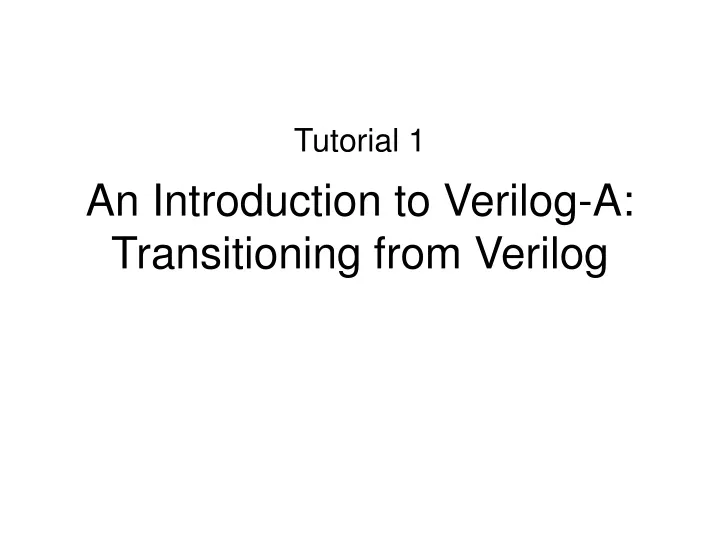 an introduction to verilog a transitioning from verilog