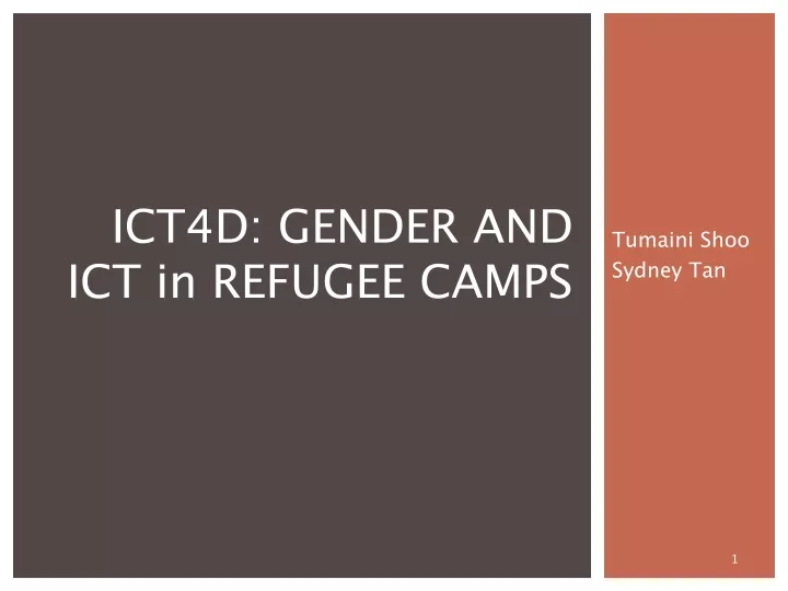 ict4d gender and ict in refugee camps