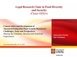Legal Research Chair in Food Diversity and Security (Chaire DDSA)
