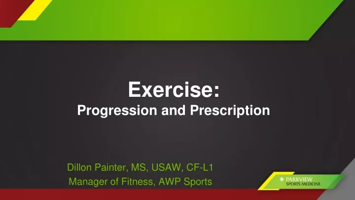 exercise progression and prescription