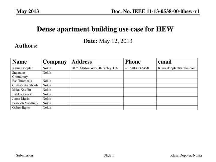 dense apartment building use case for hew