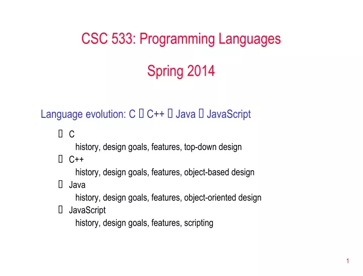 csc 533 programming languages spring 2014