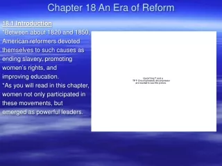 Chapter 18 An Era of Reform