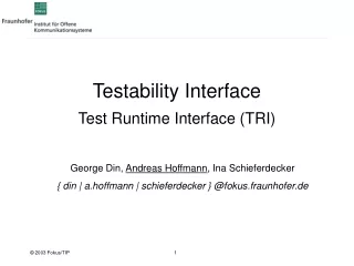 Testability Interface Test Runtime Interface (TRI)