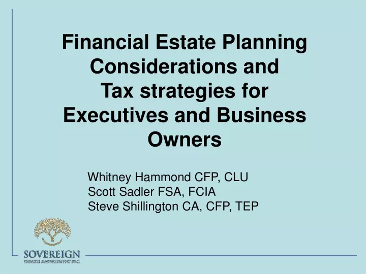 financial estate planning considerations