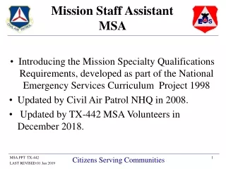 Mission Staff Assistant MSA