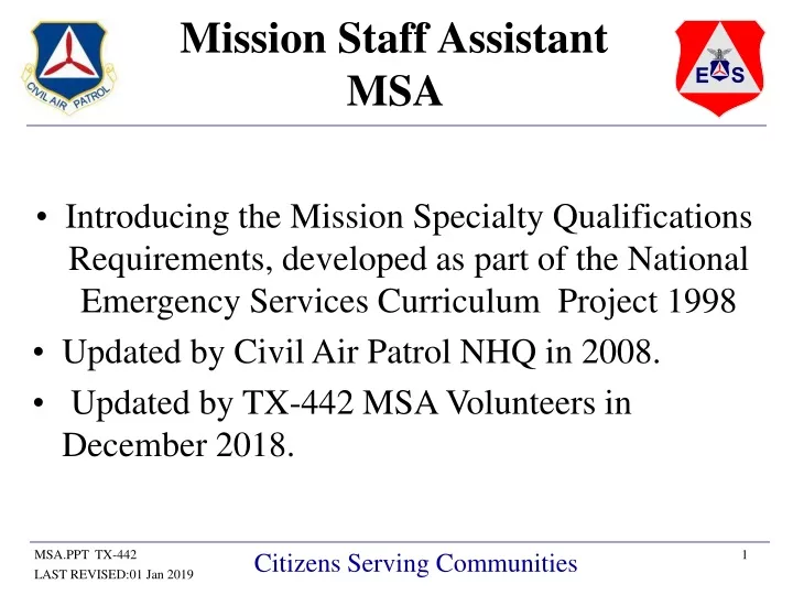 mission staff assistant msa