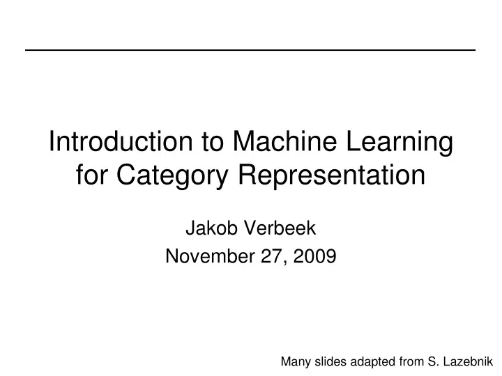 introduction to machine learning for category representation