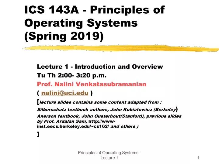 ics 143a principles of operating systems spring 2019