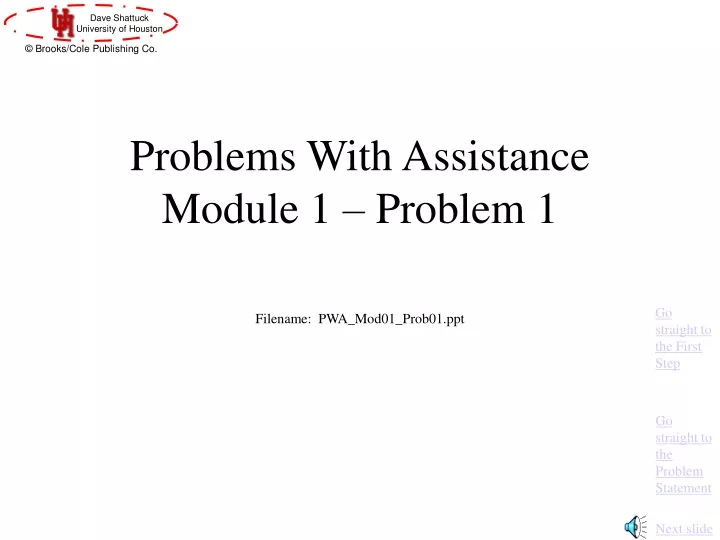 problems with assistance module 1 problem 1