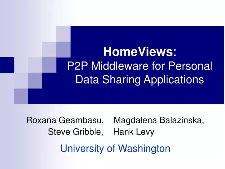 homeviews p2p middleware for personal data sharing applications