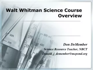 Walt Whitman Science Course  Overview