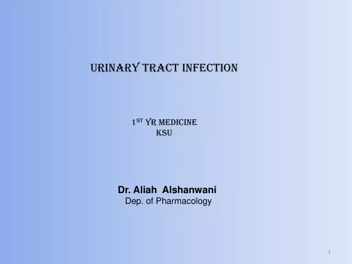 urinary tract infection 1 st yr medicine ksu
