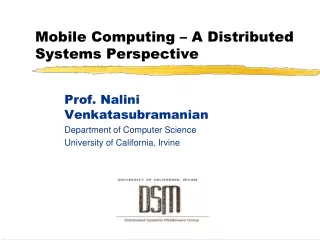 Mobile Computing – A Distributed Systems Perspective