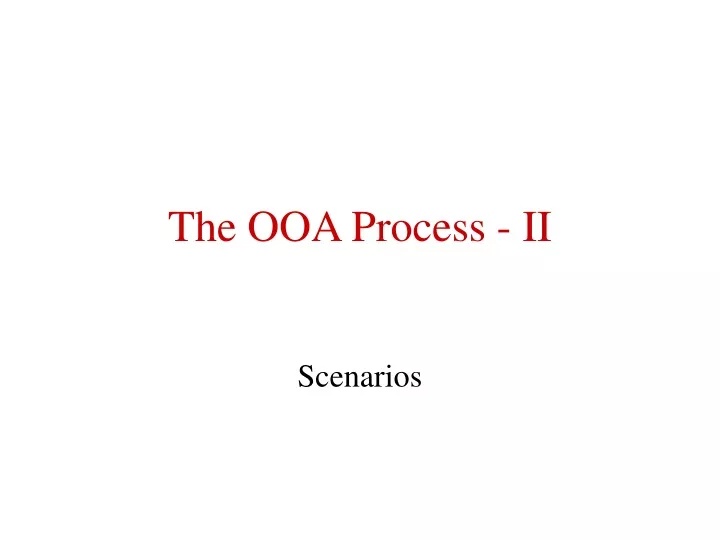 the ooa process ii