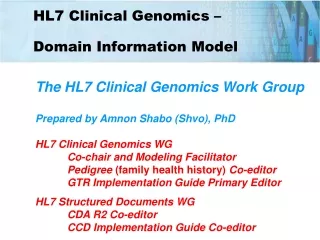 HL7 Clinical Genomics –  Domain Information Model