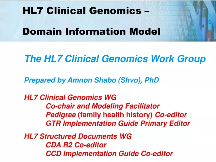 hl7 clinical genomics domain information model
