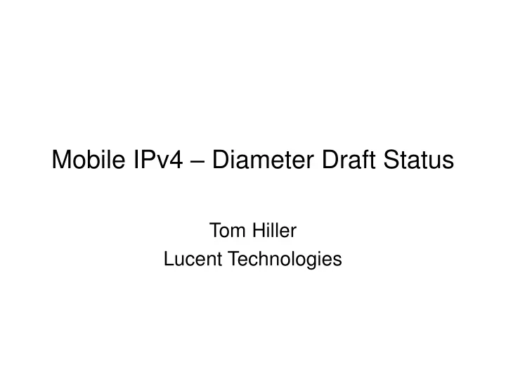 mobile ipv4 diameter draft status