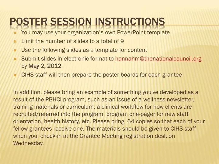 poster session instructions