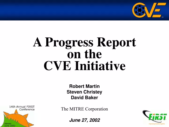 a progress report on the cve initiative