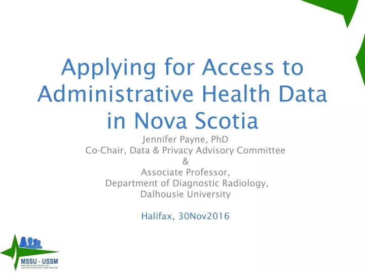 applying for access to administrative health data in nova scotia