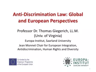 Anti-Discrimination Law: Global and European Perspectives