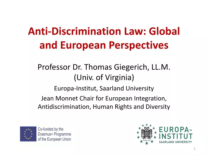 anti discrimination law global and european perspectives